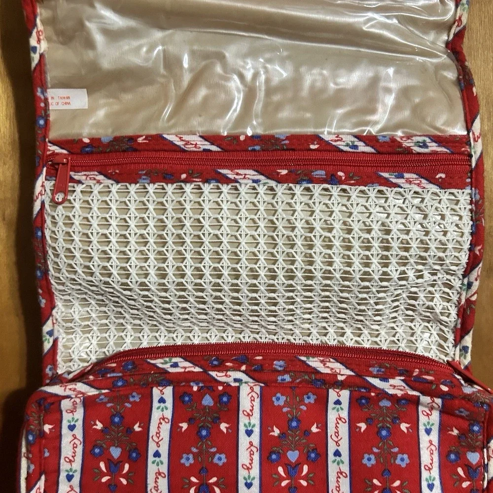 Vintage Lanz Cosmetic Toiletries Travel Bag‎ Kit Floral Stripe Print